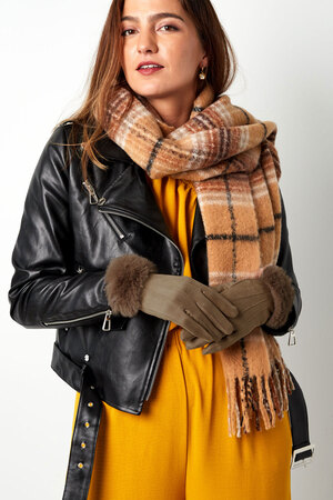 Gloves suede look with faux fur - camel h5 Picture2